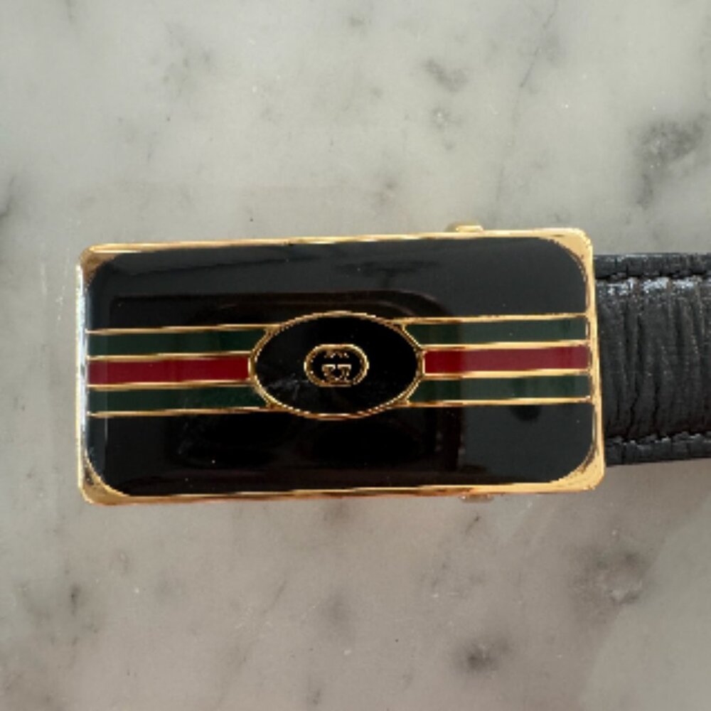Gucci Vintage Black Leather Belt - Rare! - Picture 10 of 13